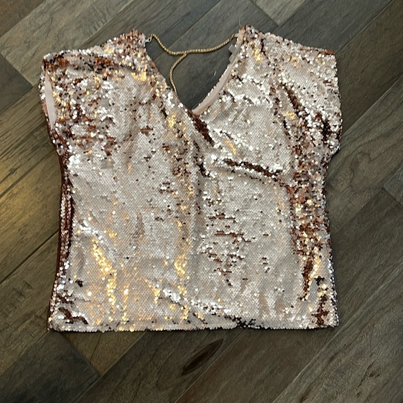 Lavish Tops - NWT! Champagne Pink Sequin Top, size Large